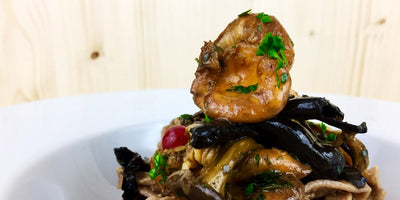 RECIPES - Chestnut fettuccine with pheasant sauce, mixed wild mushrooms and redcurrant