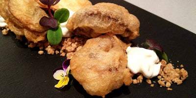 RECIPES - Porcini mushroom tempura with chestnut soil and goat cheese foam